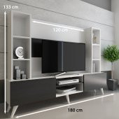 Zirve Tv Ünitesi x251-6 beyaz antrasit thumbnail 2