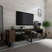 Snow Tv Ünitesi 42 cm Derinlik Demir Ayaklı Mermer - Ceviz x2022-3 thumbnail 2