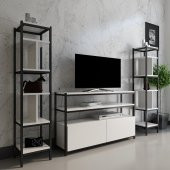 Roman Tv Ünitesi + 2li Kitaplık Beyaz Beyaz - new-D1 - 1