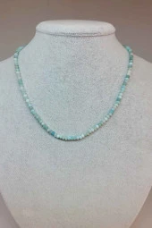 Amazonit Taşı Rondela Faset Kesim 3.5*2.5mm Kolye (Sabit Klipsli) thumbnail 1