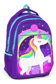 Coral High Lacivert Unicorn Desenli Beslenme Okul Çantası Kalemlik + Matara thumbnail 2