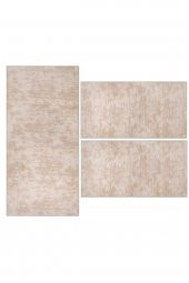 Orkide Home Modern Dekoratif Halı Jel Kaymaz Taban Krem Desenli Yatak Odası Seti - 2