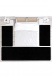 Orkide Home Modern Dekoratif Halı Jel Kaymaz Taban Siyah Yatak Odası Seti - 1