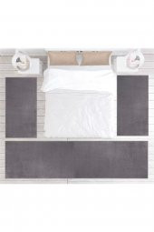 Orkide Home Modern Dekoratif Halı Jel Kaymaz Taban Açık Gri Yatak Odası Seti - 1