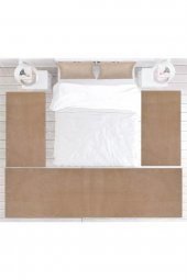 Orkide Home Modern Dekoratif Halı Jel Kaymaz Taban Bej Yatak Odası Seti - 1