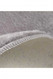 Orkide Home Modern Dekoratif Halı Jel Kaymaz Taban Peluş Puffy Kalp Model GRİ Saçaklı Paspas Takımı - 2
