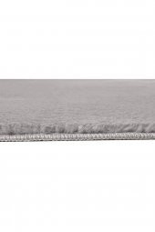 Orkide Home Modern Dekoratif Halı Jel Kaymaz Taban Peluş Puffy Kalp Model GRİ Saçaklı Paspas Takımı - 3