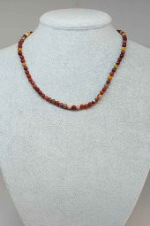 Jasper Taşı 4mm 1000 Ayar Gümüş İpli Kolye (Klipsli) (9865) thumbnail 1