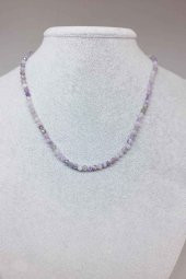 Ametist Taşı 4mm 1000 Ayar Gümüş İpli Kolye (Klipsli) thumbnail 1