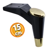 Maya Lüks Mobilya Kanepe Sehpa Tv Ünitesi Koltuk Ayağı 15 Cm Siyah Altın Baza Ayakları thumbnail 1