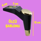 Maya Lüks Mobilya Kanepe Sehpa Tv Ünitesi Koltuk Ayağı 15 Cm Siyah Altın Baza Ayakları thumbnail 2