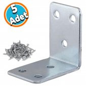 Mobilya Dolap Köşe Bağlantı Sabitleme L Demir Köşebent Gönye 45x45x30 mm (5 ADET) - 1
