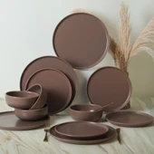 Keramika Nordic Mat Açık Taupe Yemek Takımı 18 Parça 6 Kişilik 958 - 1
