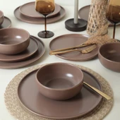 Keramika Nordic Mat Açık Taupe Yemek Takımı 18 Parça 6 Kişilik 958 - 2