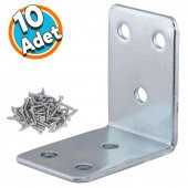 Mobilya Dolap Köşe Bağlantı Sabitleme L Demir Köşebent Gönye 45x45x30 mm (10 ADET) - 1