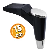 Maya Lüks Mobilya Kanepe Sehpa Tv Ünitesi Koltuk Ayağı 15 Cm Siyah Krom Baza Ayakları - 1