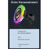 W05 Araç içi Kablosuz Şarj-Işıklı Araba Şarj-Manyetik-15W hızlı araç şarj cihazı-Araç Telefon Tutucu - 5