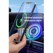 W05 Araç içi Kablosuz Şarj-Işıklı Araba Şarj-Manyetik-15W hızlı araç şarj cihazı-Araç Telefon Tutucu - 7
