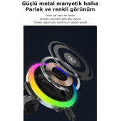 W05 Araç içi Kablosuz Şarj-Işıklı Araba Şarj-Manyetik-15W hızlı araç şarj cihazı-Araç Telefon Tutucu - 8