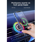 W05 Araç içi Kablosuz Şarj-Işıklı Araba Şarj-Manyetik-15W hızlı araç şarj cihazı-Araç Telefon Tutucu - 9