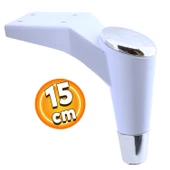 Maya Lüks Mobilya Kanepe Sehpa Tv Ünitesi Koltuk Ayağı 15 Cm Beyaz Krom Baza Ayakları thumbnail 1