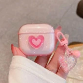Airpods 3.Nesil Uyumlu Pembe Simli Kalpli Tasarım Kılıf - 1