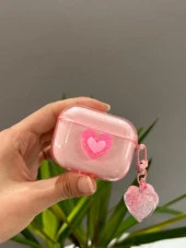 Airpods Pro Uyumlu Pembe Simli Kalpli Tasarım Kılıf - 2