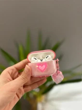 Airpods Pro Uyumlu Pembe Simli Kalpli Tasarım Kılıf - 3