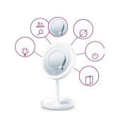 Büyüteçli Dokunmatik Led Işıklı Usb Li Yuvarlak Masa Üstü Makyaj Aynası Makyaj Aynası Ledli AA115 (MRR-02) - 2