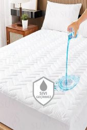 SUVAY Kapitoneli Fitted Full Kenar Su Sıvı Geçirmez Alezi Beyaz Renkli Tek Çift Kişilik Yatak Koruyucu - 1