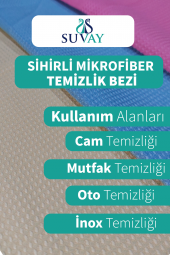 SUVAY 3'lü Mikrofiber Temizlik Bezi & Cam Bezi Araba Bezi Toz Bezi Magic Towel Sihirli Temizlik Bezleri - 3