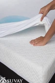 SUVAY Su Sıvı Geçirmez Fitted Pamuklu Alez Çarşaf Tek ve Çift Kişilik Yatak Alezi thumbnail 3