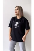 Inci Işlemeli Adven Ture Tişört/Siyah - 4