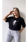 Inci Işlemeli Adven Ture Tişört/Siyah - 3