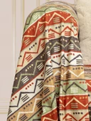 SoftMicro Etnik Desenli Boho 130x180 cm Koltuk Örtüsü Şalı, Kanepe Örtüsü, Tv Battaniyesi Doğal Renk - 3