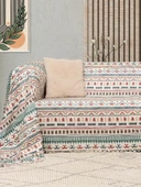 SoftMicro Etnik Desenli Boho 180x220 cm  Koltuk Örtüsü Şalı, Kanepe Örtüsü, Tv Battaniyesi Turkuaz - 3