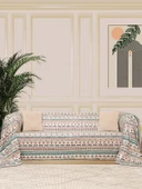 SoftMicro Etnik Desenli Boho 180x220 cm  Koltuk Örtüsü Şalı, Kanepe Örtüsü, Tv Battaniyesi Turkuaz - 1