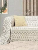 SoftMicro İskandinav Desenli 130x180 cm Koltuk Örtüsü Şalı,  Kanepe Örtüsü, Tv Battaniyesi Gri - 2
