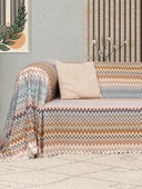 SoftMicro Missoni Zikzak Desenli 180x220 cm Koltuk Örtüsü Şalı, Kanepe Örtüsü, Tv Battaniyesi Çok Renkli - 3