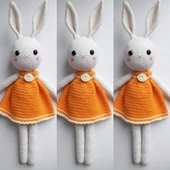 Organik Özel Üretim Kız Örgü Amigurumi Oyuncak Bebek - 3