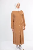 Çıtçıtlı İnce İpeksi İki İplik Kap - Camel - 7