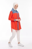 Taş İşlemesi Fay Tencel Tunik - Kırmızı - 4