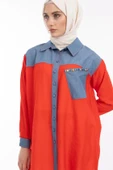 Taş İşlemesi Fay Tencel Tunik - Kırmızı - 7