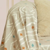 SoftMicro Etnik Desenli Boho 180x220 cm Koltuk Örtüsü Şalı, Kanepe Örtüsü, Tv Battaniyesi Camel thumbnail 4