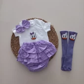 MARS BABY Kız Bebek Lila Daisy Fırfır Şort Etek Bodyli Çorap Takımı - 1