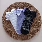 MARS BABY BEYAZ LİLA SİYAH KIZ BEBEK FİLE ÇORAP - 1