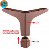 Mobilya Kanepe Çekyat Sehpa TV Ünitesi Koltuk Ayağı 12 cm Ceviz Baza Ayak - 5