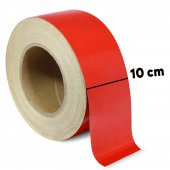 Reflektörlü Reflektif Fosforlu Şerit Bant Kırmızı Düz Reflekte İkaz Bandı 10 CM 1 METRE - 3