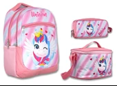 Cennec Pembe Sevimli Unicorn İlkokul Sırt Çantası Seti - Kız Çocuk thumbnail 1