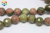 Unakit Taşı YARIM Dizi Faset Kesim 10mm (18cm uzunluğundadır) thumbnail 1
